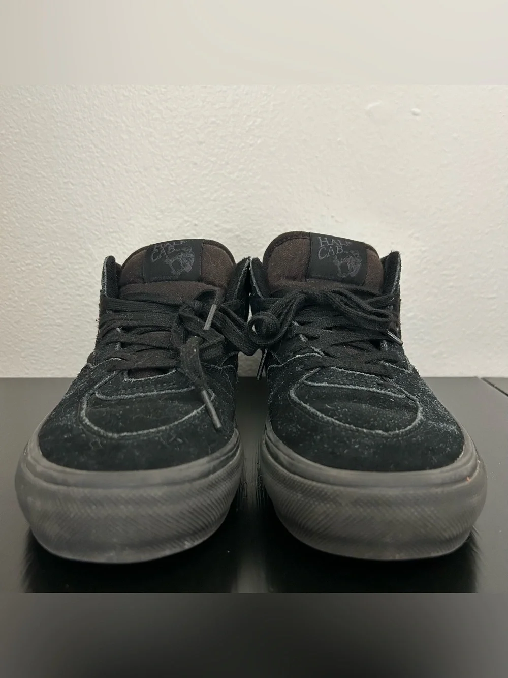 Vans Half Cab Triple Black Suede Skateboard Sneakers Men's Size 9 Pop Cush Shoes